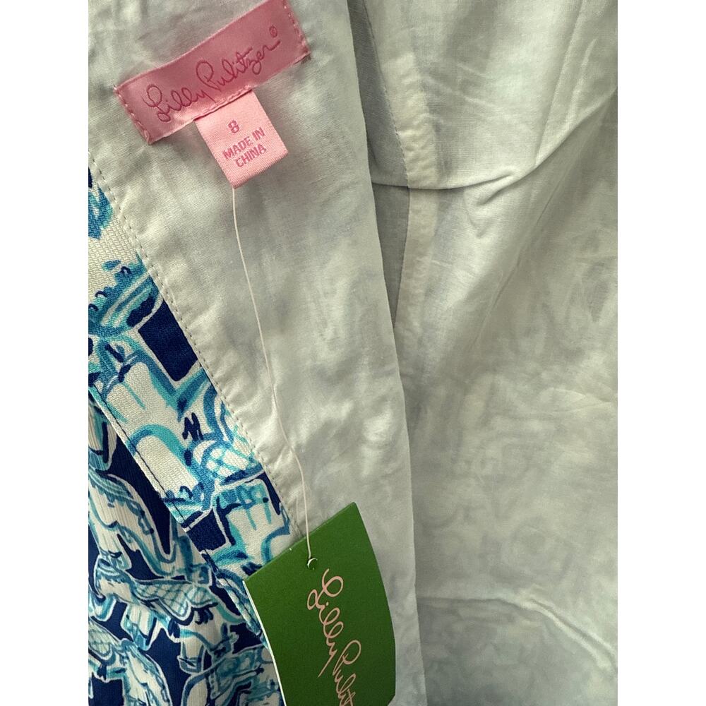 NWT Lilly Pulitzer Cathy Bomber Blue Get Trunky Engineered Elephant Shift Dress - Picture 9 of 12